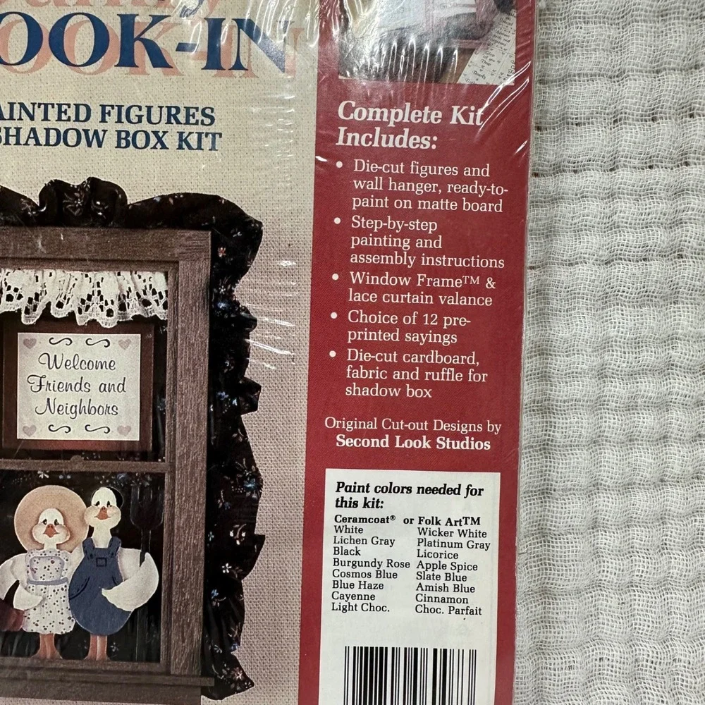 VTG Shadow Box Kit Craft Country Geese Figures Window Frame cottage core NEW